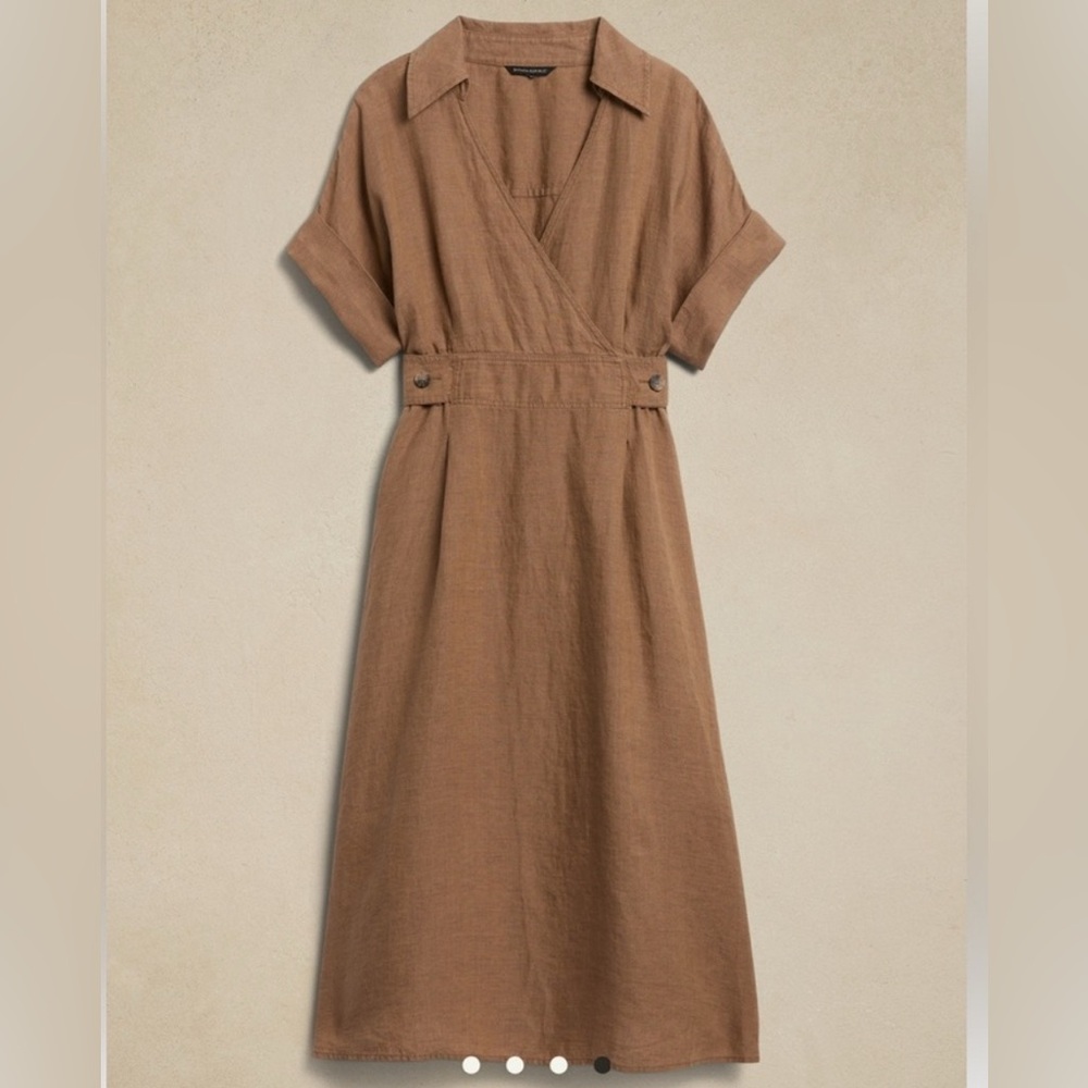 Banana Republic Sedona 100% Linen Lagenlook Old Money Summer Midi Dress M New - Picture 4 of 5